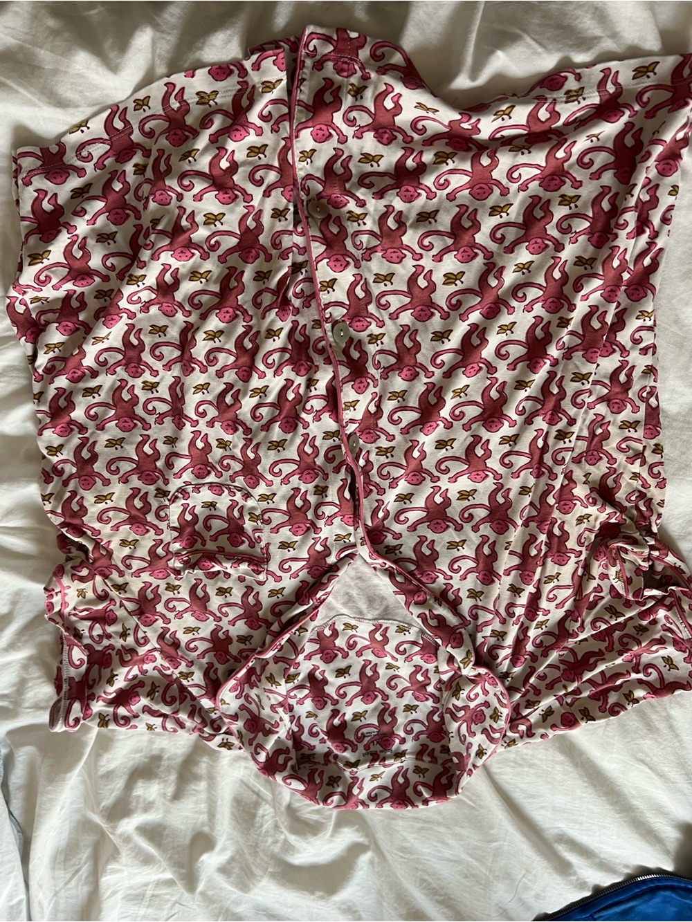 Women’s Pink Monkey Print Button-Front Sleep top only